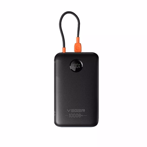Išorinė baterija 10000 mAh with built-in laidas USB C QC3.0 PD 2A 22,5W K1C W1189 juodas