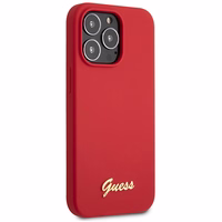 Dėklas Guess GUHCP13XLSLMGRE iPhone 13 Pro Max 6.7" raudona/bordo kietas dėklas Silikoninis Vintage Auksinis Logotipas