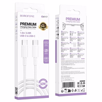 USB kabelis Borofone BX117 60W USB-C to USB-C 1.0m baltas