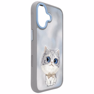 Nimmy Big Eyed Pet 2.0 katės dėklas telefonui iPhone 17 - pilkas