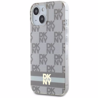 DKNY IML languotas mono raštas ir margintos juostos magnetinis dėklas telefonui iPhone 15 / 14 / 13 - smėlinis