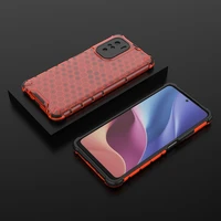 Honeycomb dėklas šarvuotas dėklas su TPU buferiu Xiaomi Redmi K40 Pro+ / K40 Pro / K40 / Poco F3 raudonas