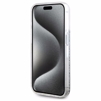 Karl Lagerfeld Skysti blizgučiai Karl & Choupette Head Magnetinis dėklas telefonui iPhone 15 Pro Max - skaidrus