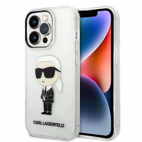 Karl Lagerfeld Ikonik Karl dėklas telefonui iPhone 14 Pro - permatomas