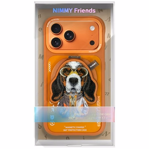 Nimmy Cool&Cute 2.0 Dog deklas iPhone 17 Pro Max su magnetiniu laikikliu - oranzinis