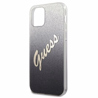 Guess GUHCP12SPCUGLSBK iPhone 12 mini 5.4" juodas/juodas kietas dėklas Glitter Gradient Script