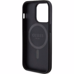 Dėklas Guess PU Leather 4G Colored Ring MagSafe Apple iPhone 15 Pro juodas
