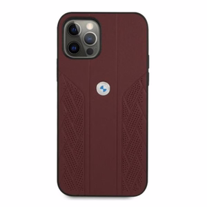 BMW Odinis išlenktas perforuotas dėklas iPhone 12 Pro Max - raudonas