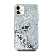 Karl Lagerfeld Skystas Blizgučiai Choupette galvos MagSafe dėklas iPhone 11 / Xr - permatomas