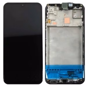 LCD ekranas Samsung M156 M15 5G su jutikliniu ekranu ir rėmeliu juodas originalus (service pack)