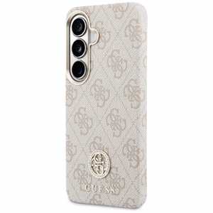 Guess dėklas 4G Rhinestone Round Logo MagSafe skirtas Samsung Galaxy S26 Plus rožinis