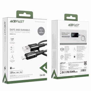 Acefast MFI USB - Lightning кабель 1.8m, 2.4A чёрный (C4-02 A Black)