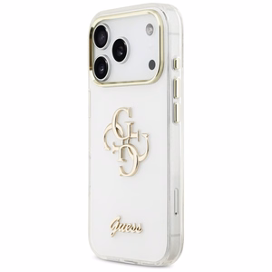 Guess IML 4G Script Metal Dėklas for iPhone 17 Pro - baltas