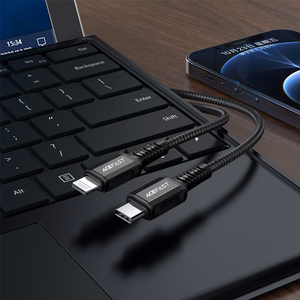 Acefast C1-01 Lightning - USB-C MFi PD kabelis 30W 3A 480Mb/s 1.2m - juodas