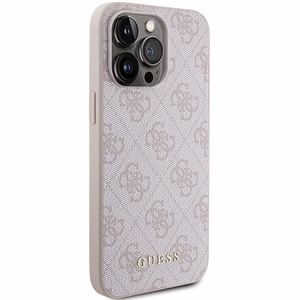 Guess 4G Metal Gold Logo dėklas telefonui iPhone 15 Pro Max - rožinė
