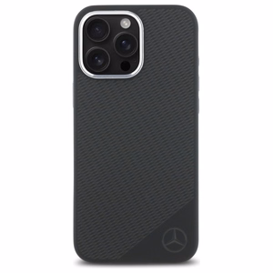 Mercedes MEHMP16L23SUGDK iPhone 16 Pro 6.3" juodas kietasis dėklas silikoninis su toniniu logotipu ir medžio raštu Magnetinis (MagSafe)