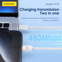 Foneng Kabelis X110 - Type-C į Type-C - PD 60W 3A 1,2 m baltas