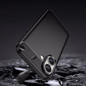 Carbon dėklas telefonui iPhone 16 Plus silikoninis dėklas - juodas