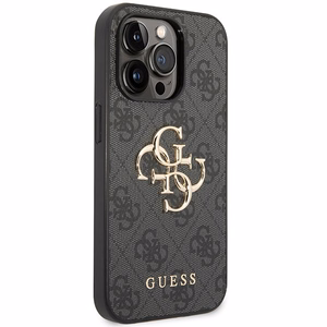 Guess GUHCP15L4GMGGR iPhone 15 Pro 6.1" pilkas/pilkas kietas dėklas 4G Didelis Metalinis Logotipas