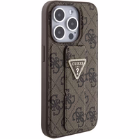 Guess Grip Stand 4G Triangle Strass dėklas telefonui iPhone 15 Pro - rudas