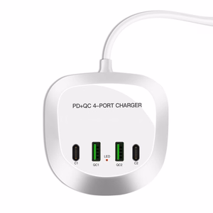 Kelioninis įkroviklis T3P+ - 2xType C + 2xUSB - QC + PD 40W baltas