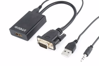 Gembird A-VGA-HDMI-01 vaizdo kabelio adapteris 0,15 m HDMI A tipo (standartinis) VGA (D-Sub) Juoda