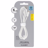 Blavec Kabelis Candy pintas - USB į Lightning - 2,4A 2 metrai Apple CarPlay (CCA-UL24W20) baltas