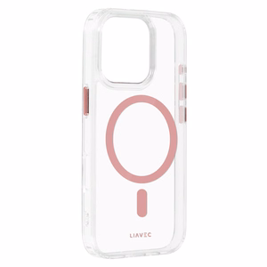 Liavec Blizgus Magnetinis Skaidrus dėklas telefonui Iphone 16 Pro rožinė