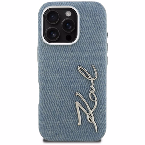 Karl Lagerfeld FW Jeans Signature Logo Dėklas iPhone 16 Pro - mėlynas