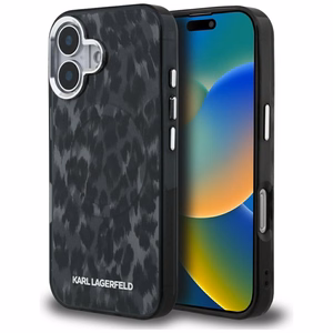 Karl Lagerfeld IML Leopard Pattern MagSafe deklas iPhone 16 - juodas