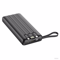 VEGER Išorinė baterija 20000 mAh su įmontuotu kabeliu Micro USB / Type C / Lightning C20 (W2047 / W2059) juoda