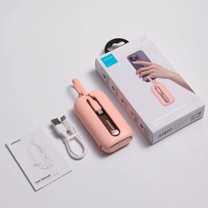 Išorinė baterija Joyroom JR-L012 rožinė 10000mAh (PD 22.5W) + integruoti Type-C / Lightning laidai
