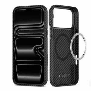 Tech-Protect Ion Carbon MagSafe dėklas iPhone 18 Pro / 17 Pro – juodas ir sidabrinis