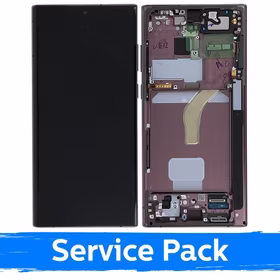 Ekranas skirtas Samsung S908 S22 Ultra su rėmeliu / Burgundy / (Service Pack)