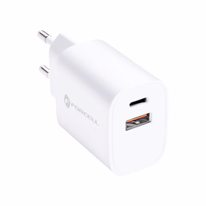 FORCELL F-ENERGY TFK-TC-35WPDAC kelioninis įkroviklis Type C + USB A PD QC4.0 3A 35W baltas