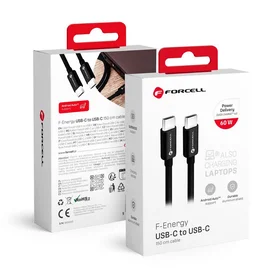 FORCELL F-ENERGY C338 kabelis Type C į Type C PD QC4.0 3A 60W 1,5 m juodas