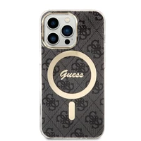 Rinkinys Guess GUBPP13XH4EACSK dėklas + įkroviklis iPhone 13 Pro Max juodas kietas dėklas su 4G raštu Magnetinis