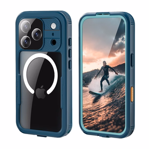 Crong Seal Cover vandeniui atsparus IP68 dėklas, skirtas iPhone 17 Pro, jūrinis mėlynas