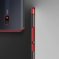 Xiaomi Redmi 8A - skaidrus mėlynas Gel TPU dėklas su elektroplatingo rėmu