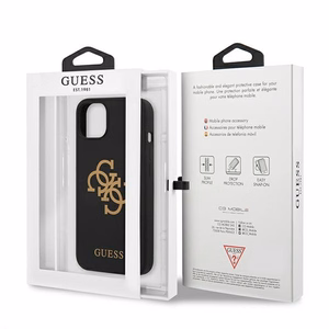 Guess GUHCP13SLS4GGBK iPhone 13 mini 5.4" juodas/juodas kietas dėklas Silikoninis 4G Logotipas