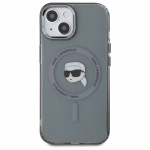 Karl Lagerfeld KLHMP15SHLSKIK iPhone 15 6.1" juodas kietasis dėklas IML Metal Karl Head Magnetinis (MagSafe)