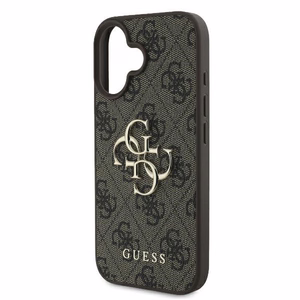 Guess 4G didelio logotipo dėklas telefonui iPhone 16 - rudas