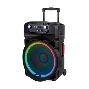 60 W aktyvioji kolonėlė su 2 belaidžiais UHF mikrofonais, SD, Bluetooth, FM, USB ir LED