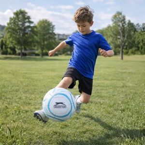 Slazenger 32 plokščių treniruotinis futbolo kamuolys, 5 dydžio, baltas ir mėlynas