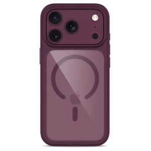 Tech-Protect MagOne CC MagSafe dėklas su 2 grūdintais stiklais, skirtas iPhone 18 Pro Max / 17 Pro Max, skaidrus bordo spalvos