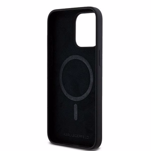 Karl Lagerfeld Silikoninis Karl&Choupette Ring MagSafe dėklas telefonui iPhone 15 Pro Max - juodas