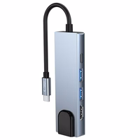 HUB Tech-Protect V3 5in1 USB-C - USB-A 3.0 / USB-A 2.0 / USB-C / HDMI / RJ45 - pilkas