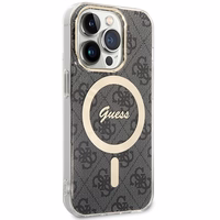 Guess IML 4G magnetinis dėklas telefonui iPhone 15 Pro - juodas