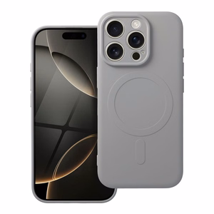 Silikoninis magnetinis dėklas telefonui, suderinamas su MagSafe, skirtas iPhone 16 Pro, titano spalvos