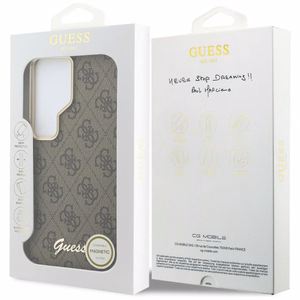 Guess dėklas 4G Script MagSafe skirtas Samsung Galaxy S26 Ultra rudas